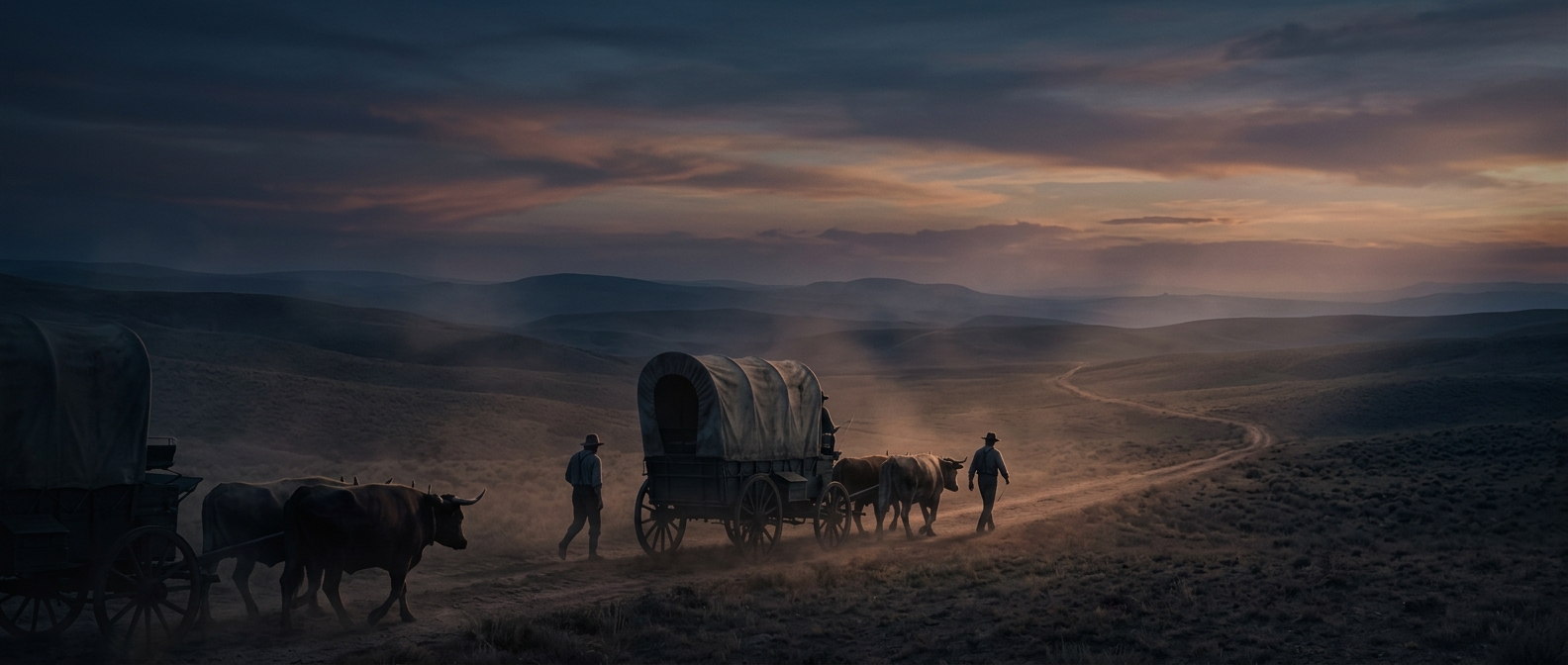 Pioneers walked beside their own wagons