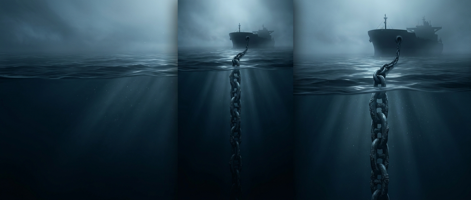 Ship anchors use heavy chain weight to hold vessels
