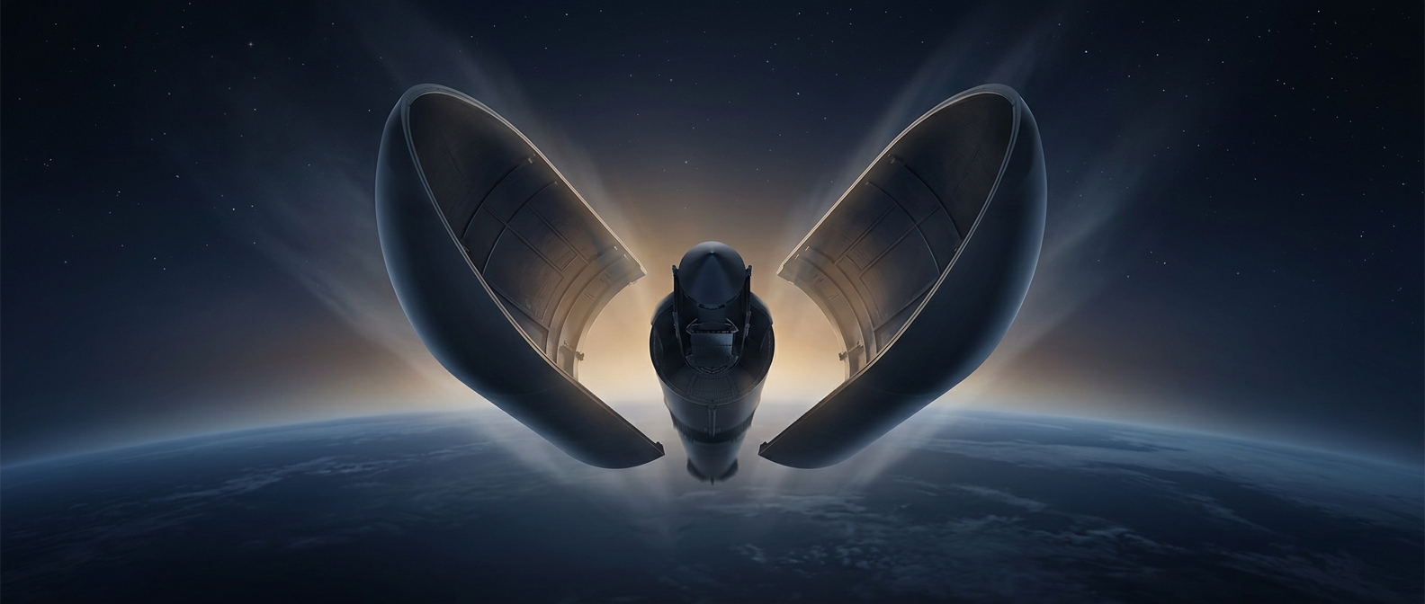 Rocket nosecones split open in space