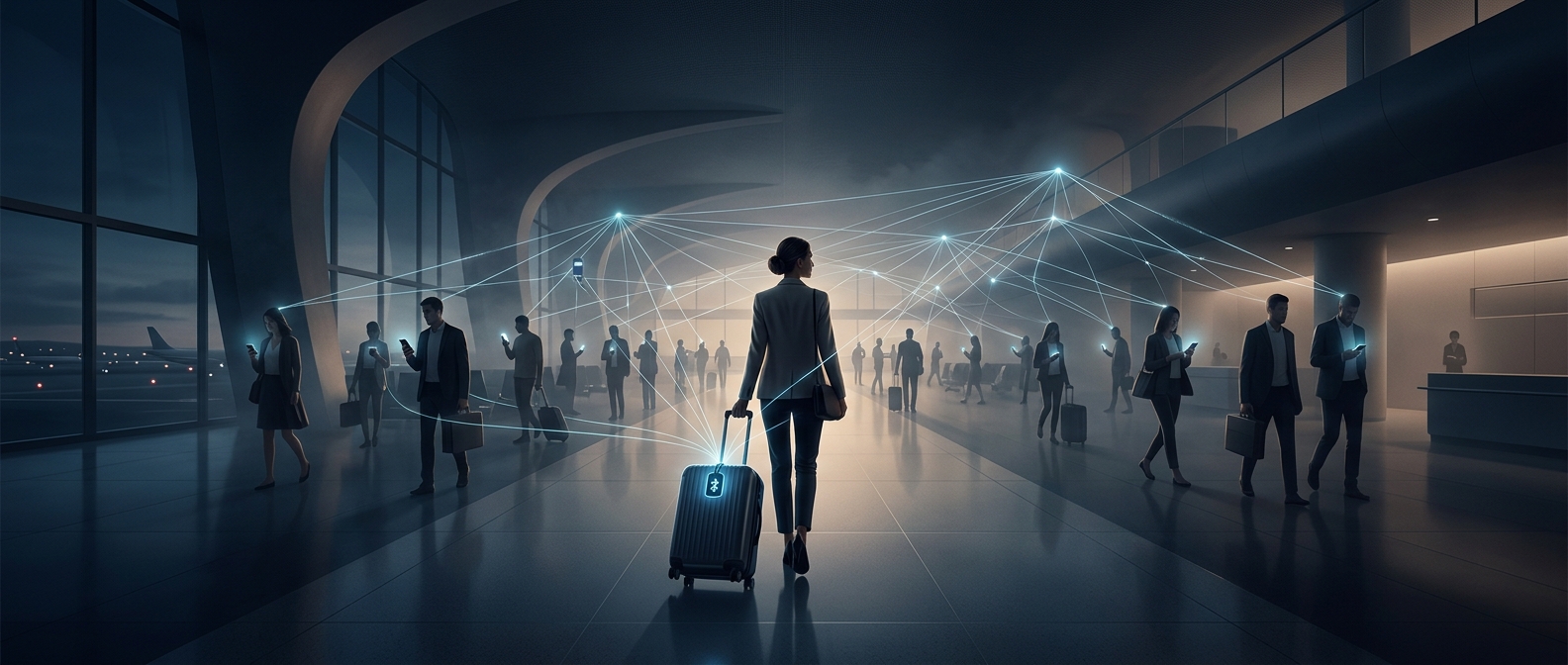Bluetooth luggage tags locate bags by pinging nearby smartphones, not GPS