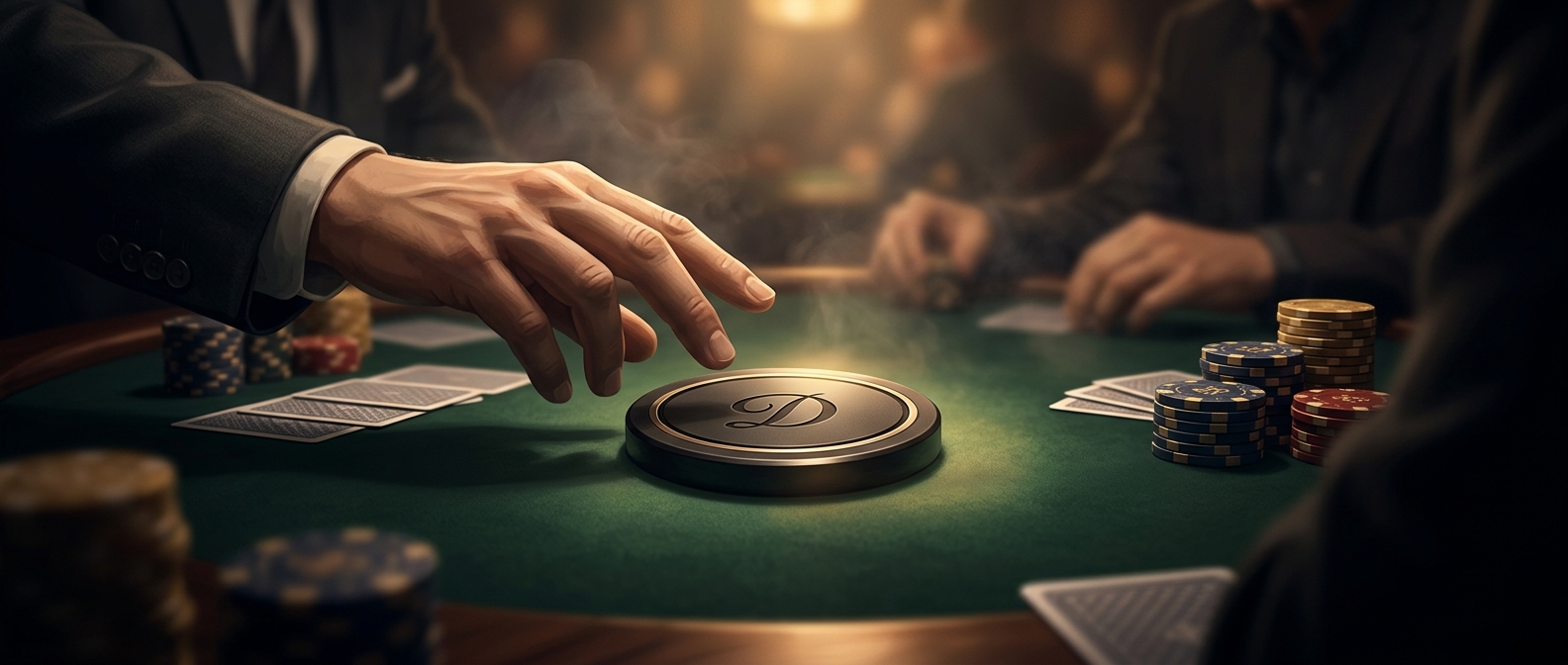 Texas Hold 'em uses a plastic disk to mark the dealer