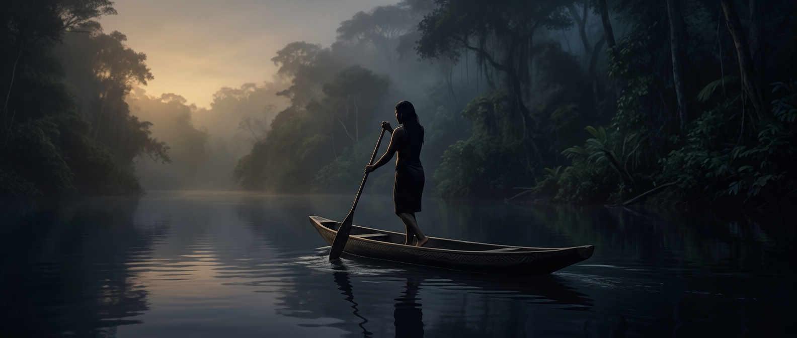 Amazonian canoes are paddled while standing up