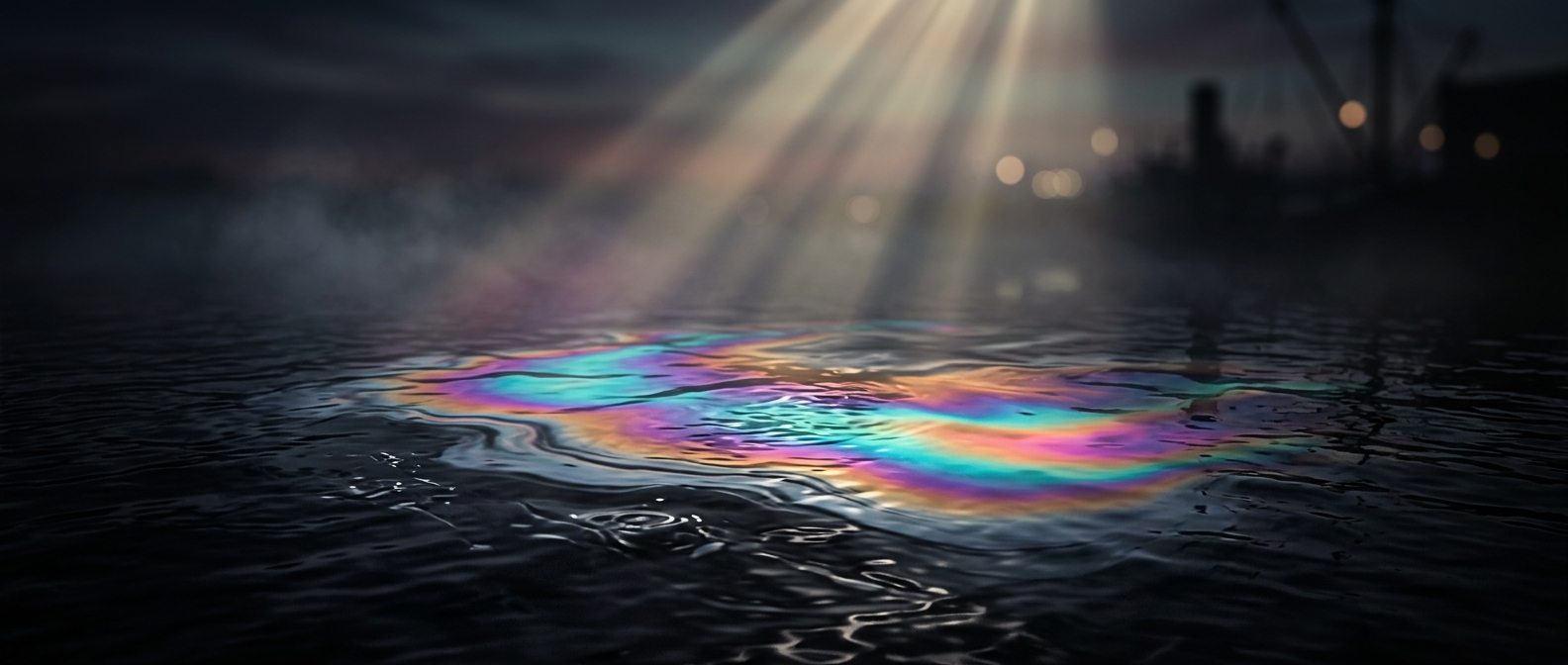 How an oil puddle makes a rainbow