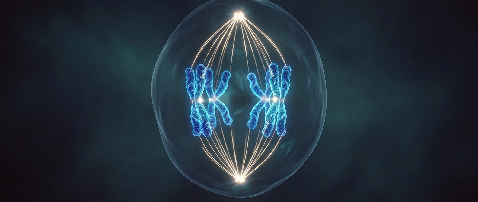 Mitosis uses cellular machinery to pull duplicated chromosomes to opposite ends