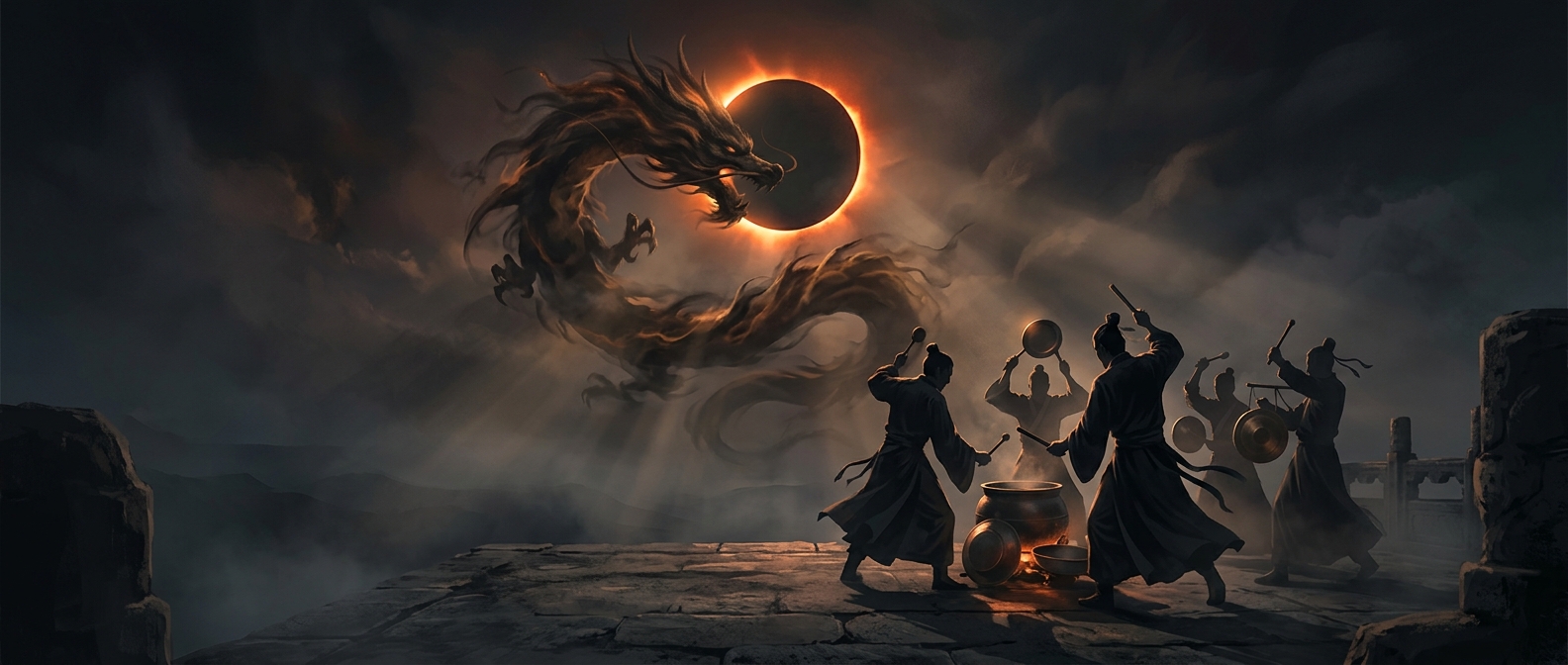 Ancient Chinese astronomers frantically banged pots during solar eclipses to scare away giant sun-eating dragons