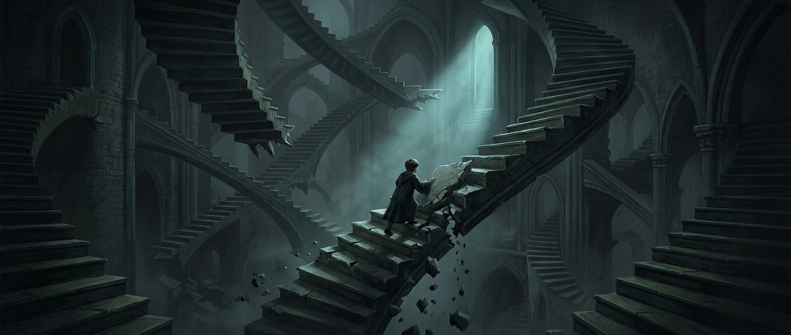 Hogwarts has staircases that swing over chasms