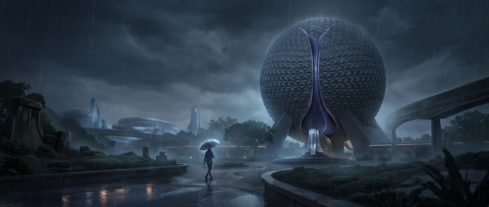 Epcot’s giant golf ball collects its own rainwater