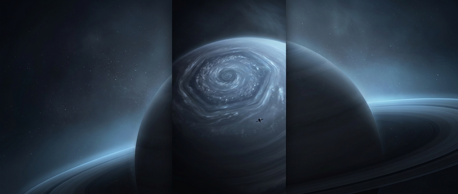 Saturn has a six-sided storm at its pole