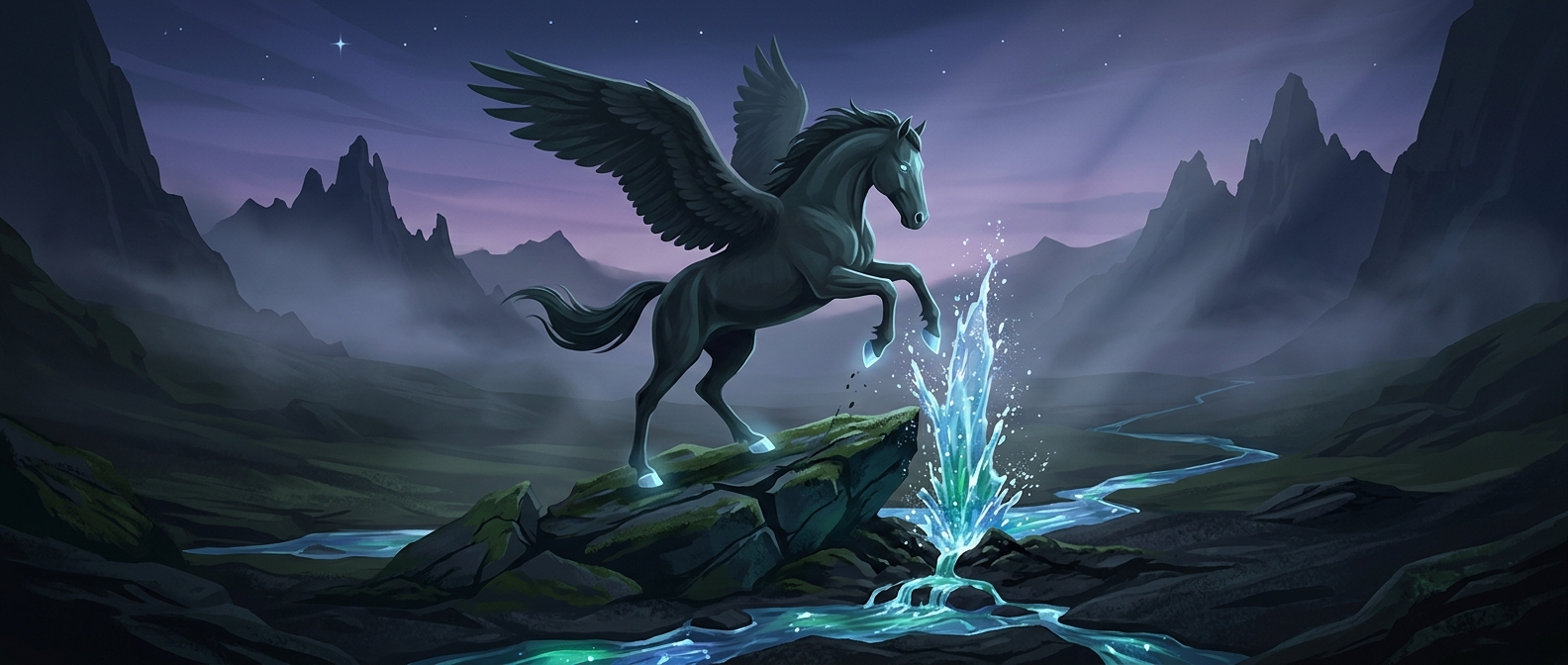 Pegasus creates fresh water springs by stomping