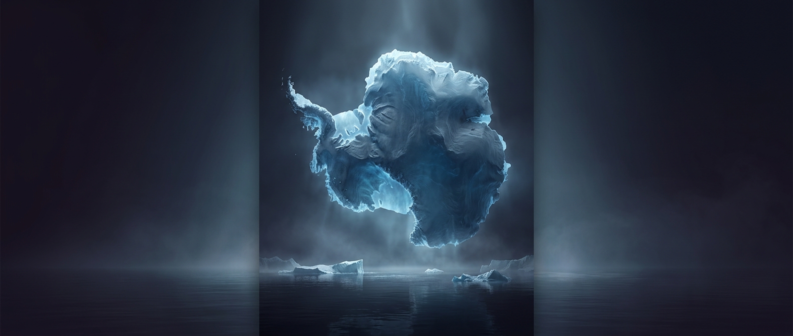 Antarctica contains ninety percent of global ice