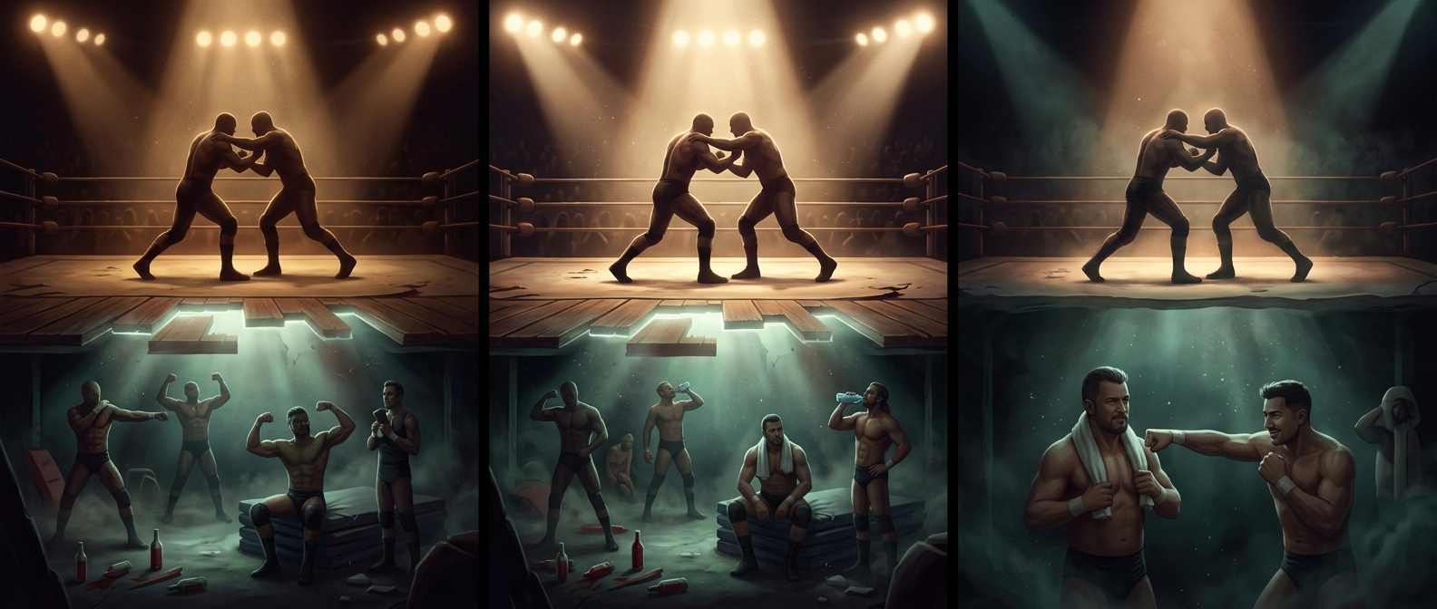 Brawls happening under the floor are totally fake