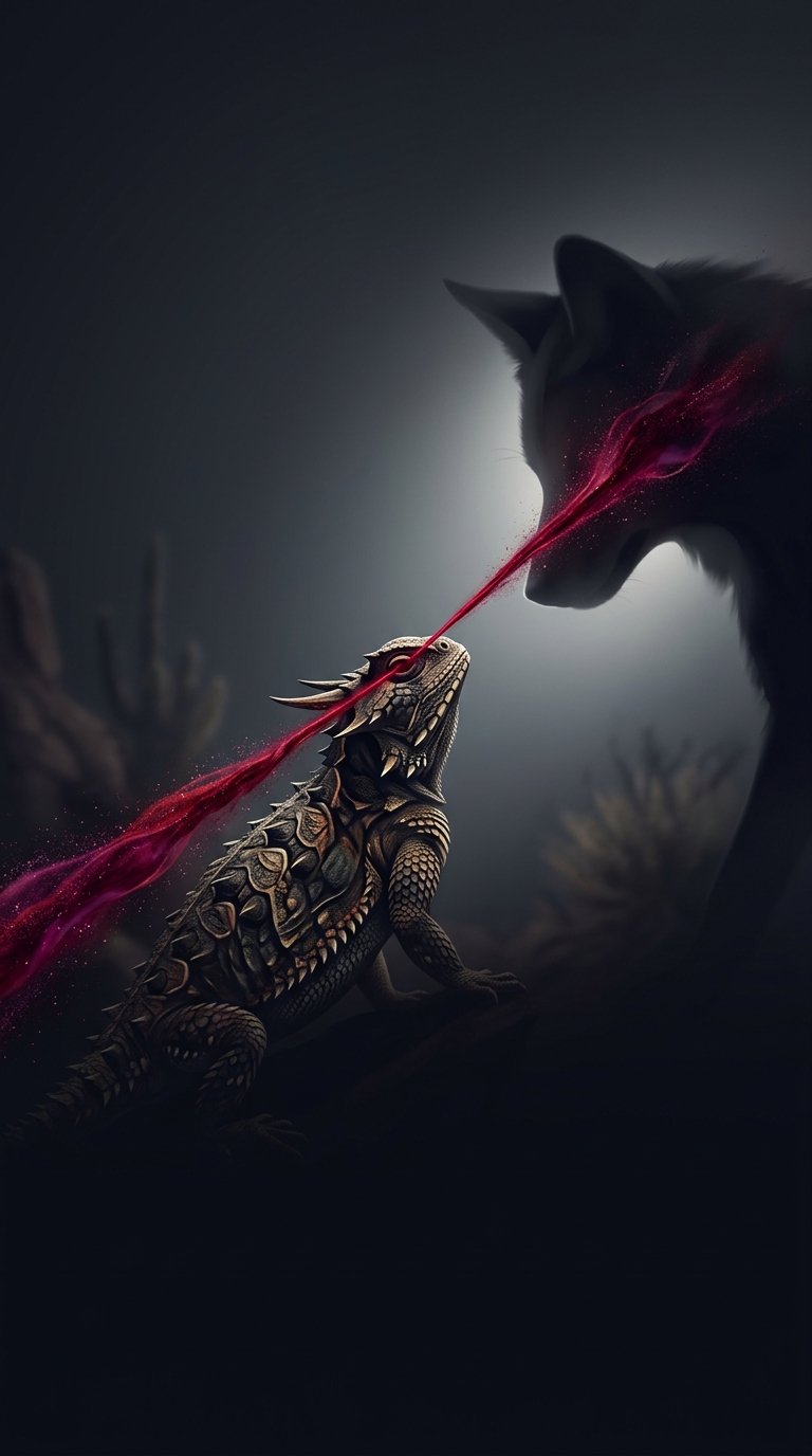 Horned lizards defend themselves against predators by violently squirting a targeted stream of foul-tasting blood directly out of their eyes.