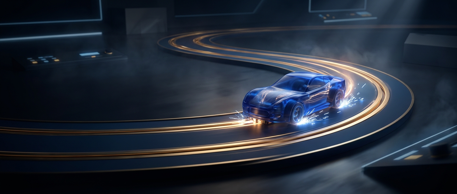 Slot cars draw their driving power directly from the track
