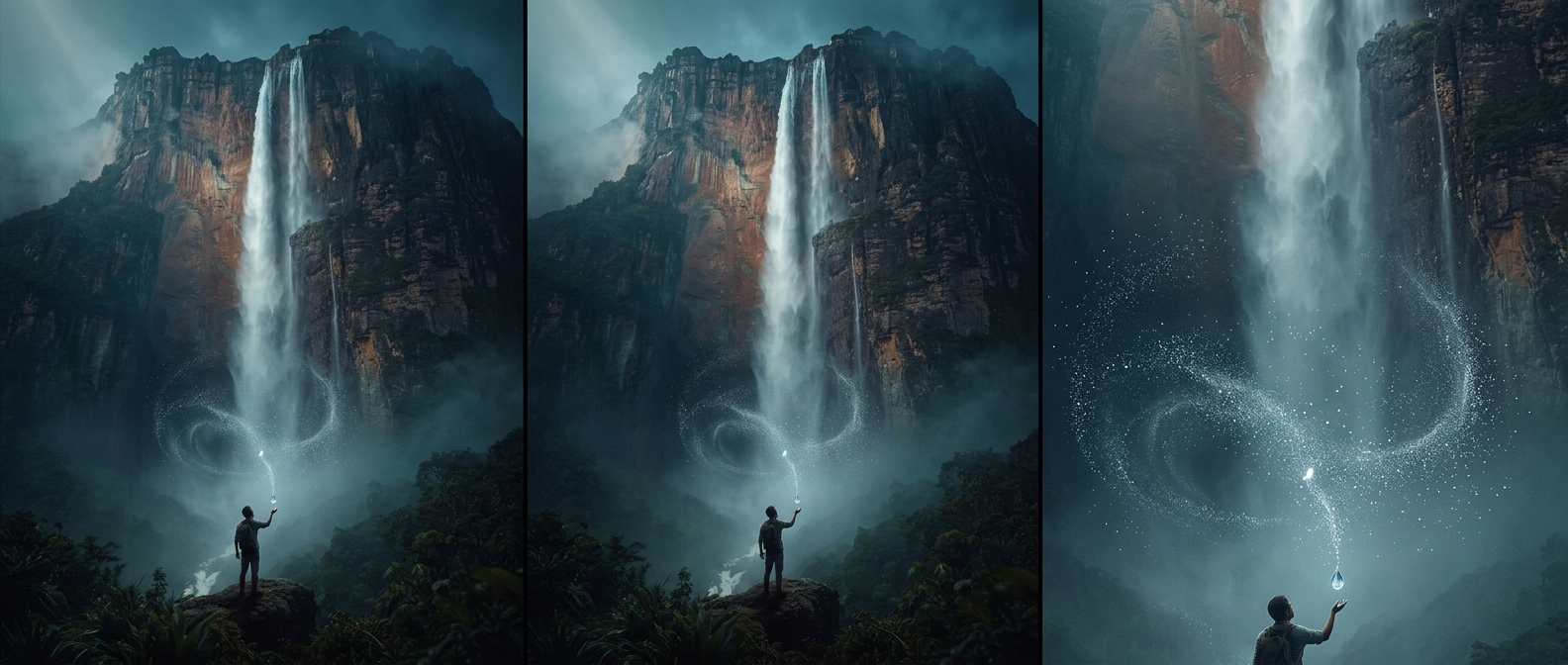 Angel Falls disappears into mist before it lands