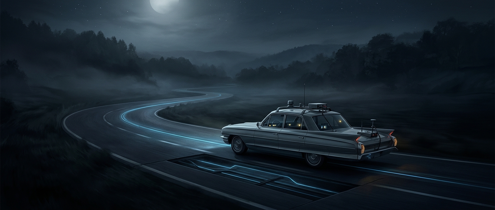 The first driverless cars followed wires under the road