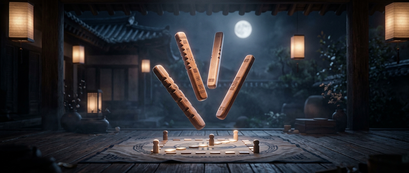 Korean game Yut Nori uses four carved wooden sticks as dice
