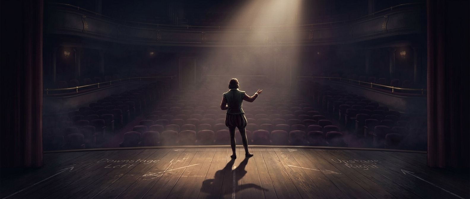 Stage directions originated from the performer's perspective