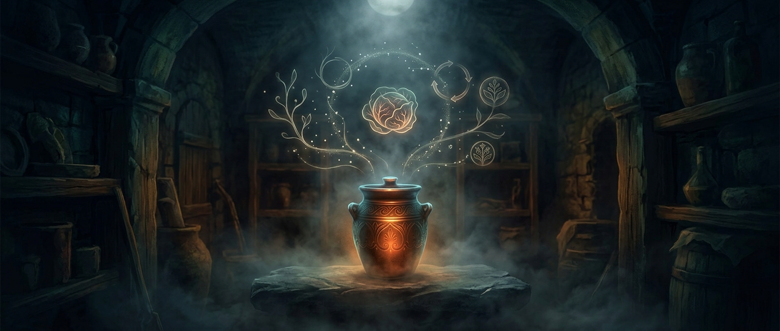 Fermenting cabbage exclusively in the dark
