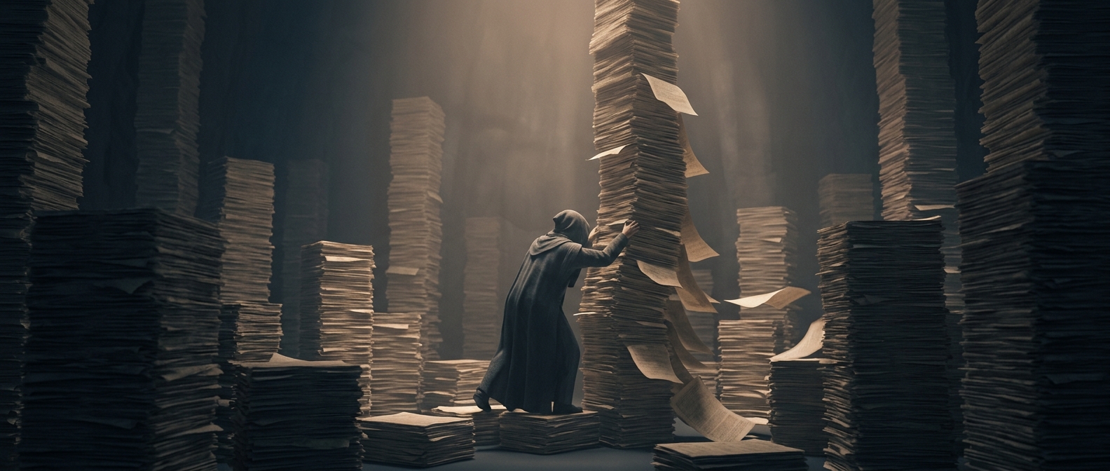 Organizing massive stacks of paper is completely awkward