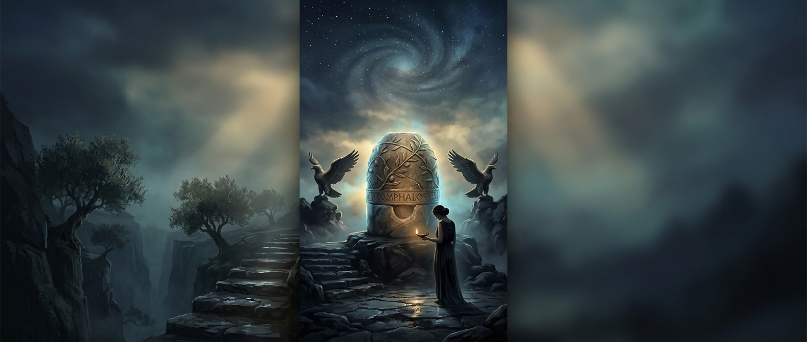 Omphalos is an ancient stone marking the world navel