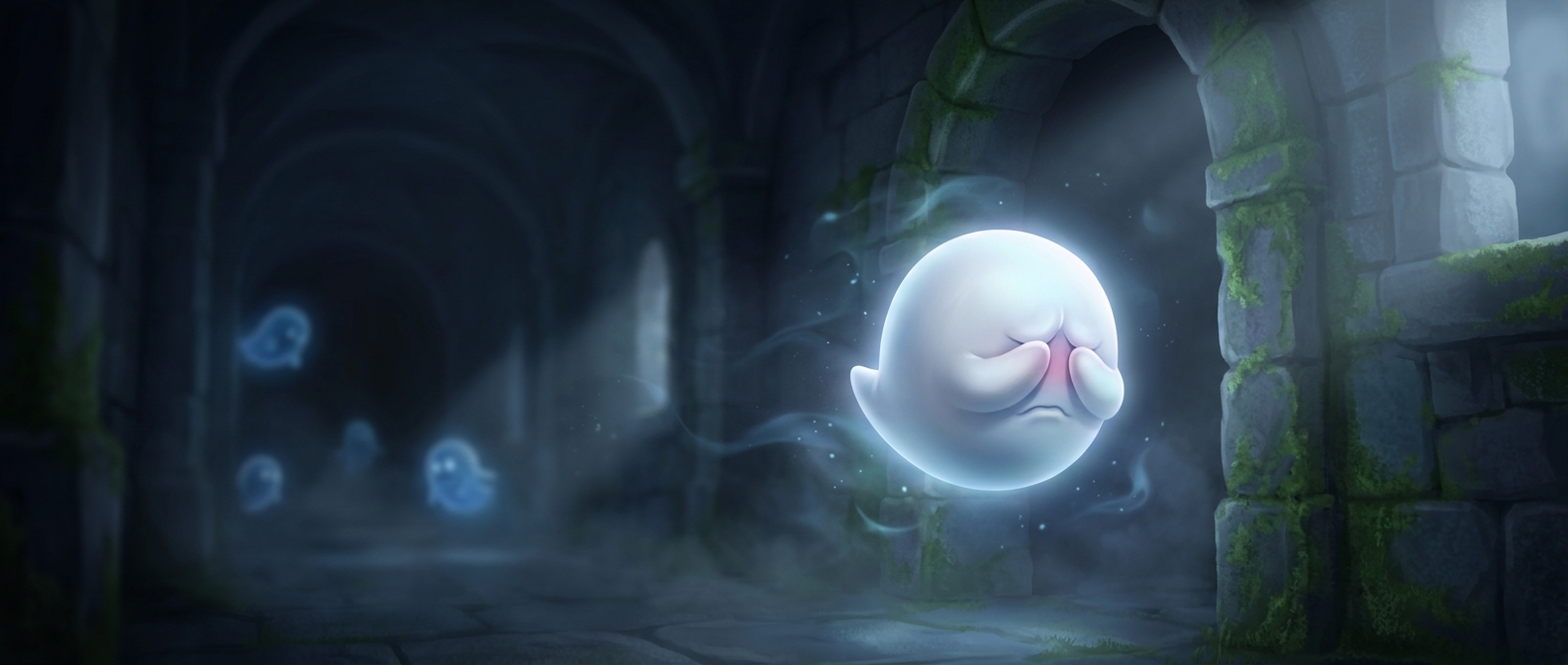 Super Mario's Boo freezes when you look directly at it
