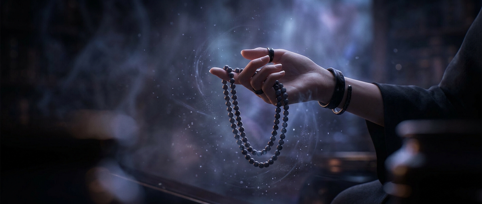Clicking small beads continuously through fingers