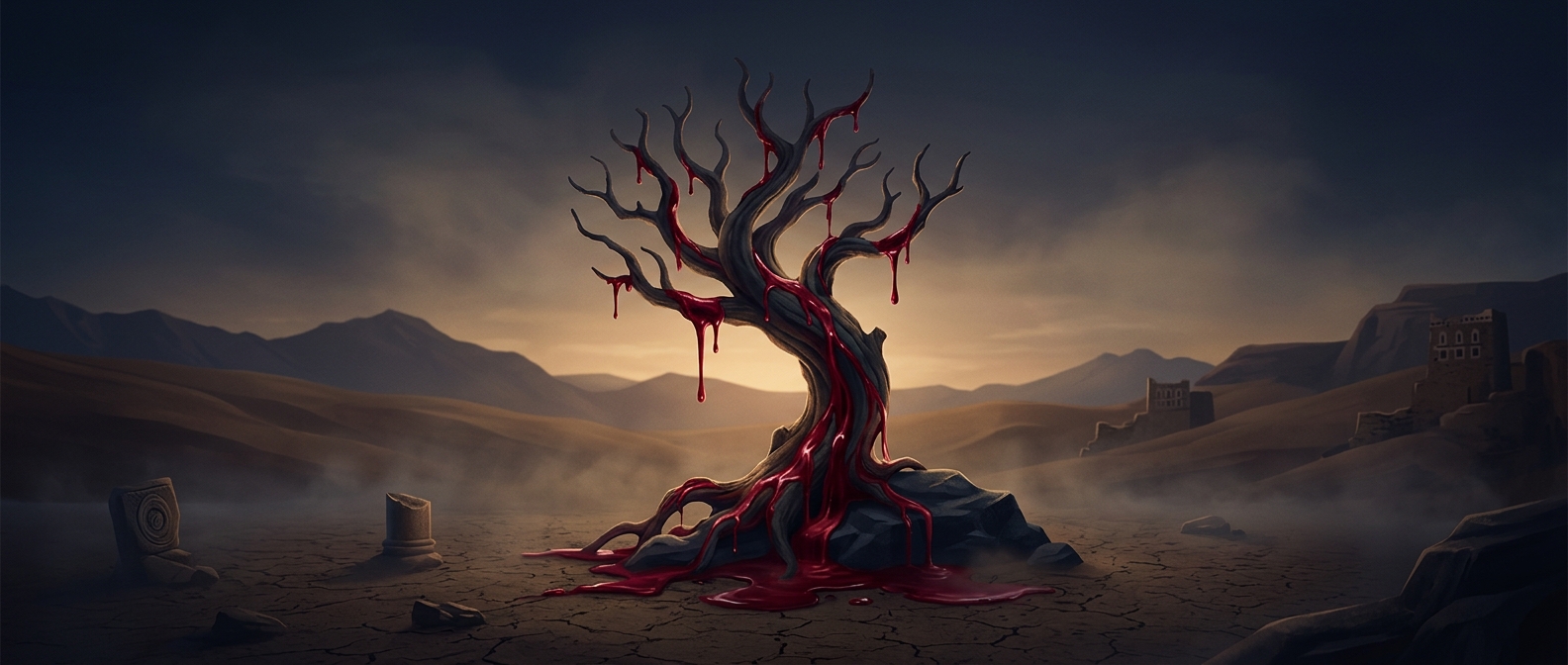 The trees that bleed dark red resin