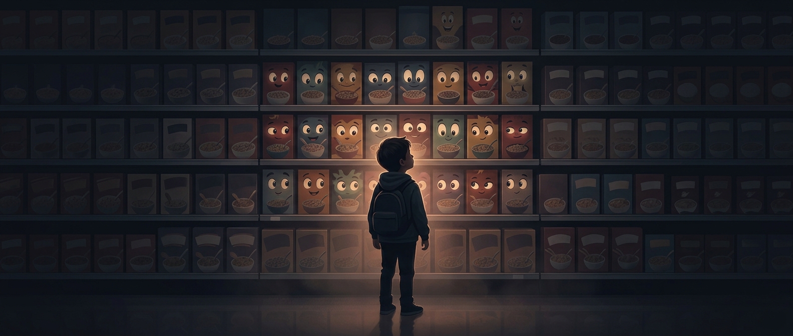 Why cereal mascots stare down at children