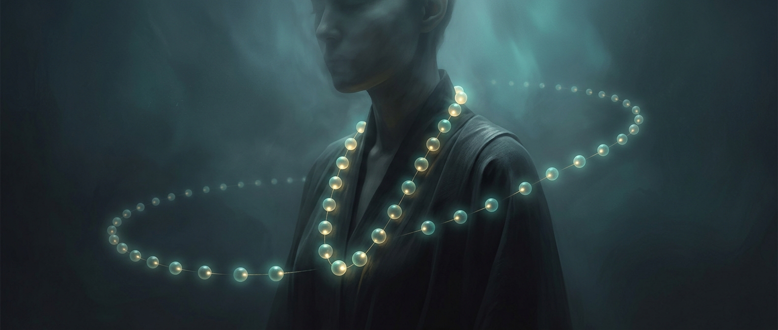 Wearing a necklace of uniform tracking beads