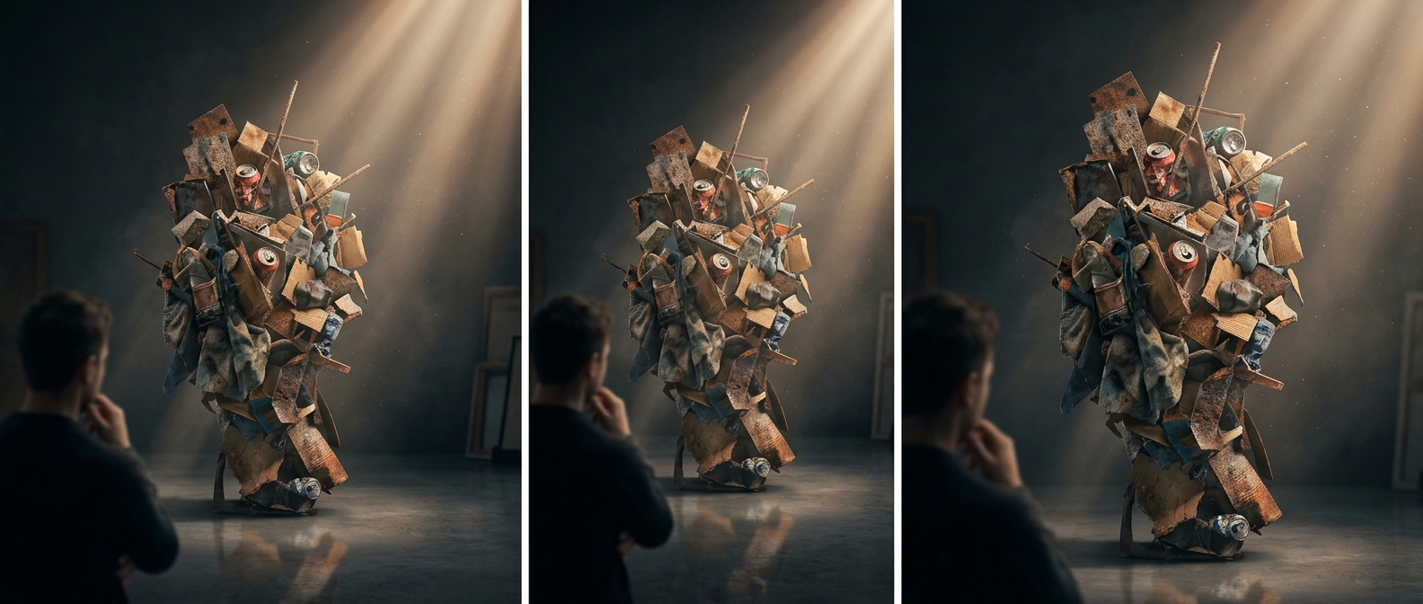Abstract artists sometimes incorporate literal street trash