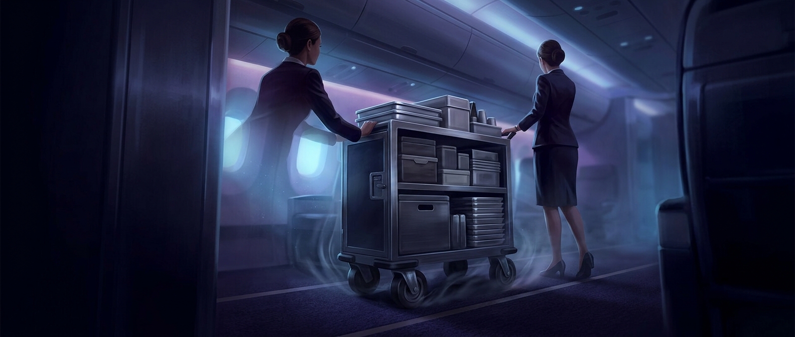 A fully loaded airplane snack cart can weigh 200 pounds