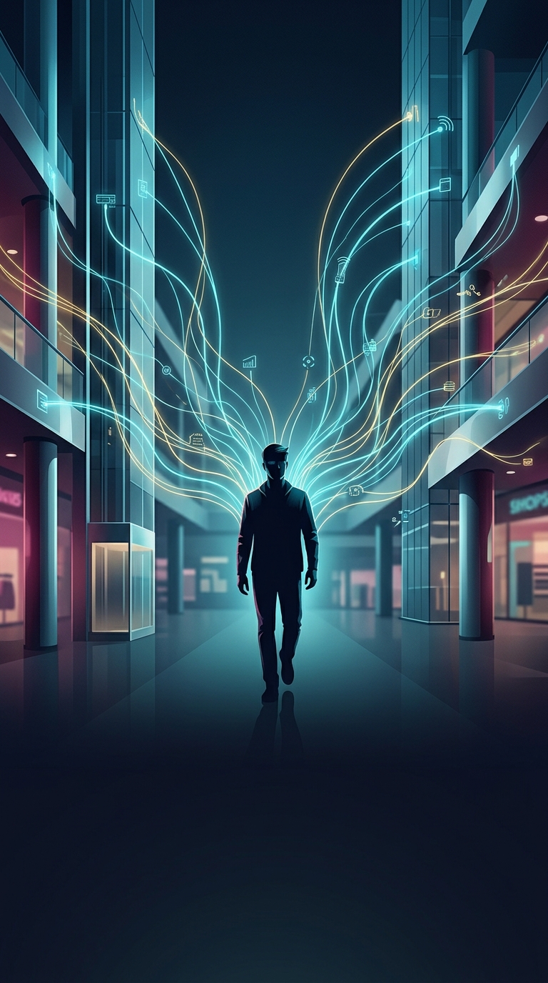 What happens when you leave your smartphone's Wi-Fi turned on while walking through a massive shopping mall?