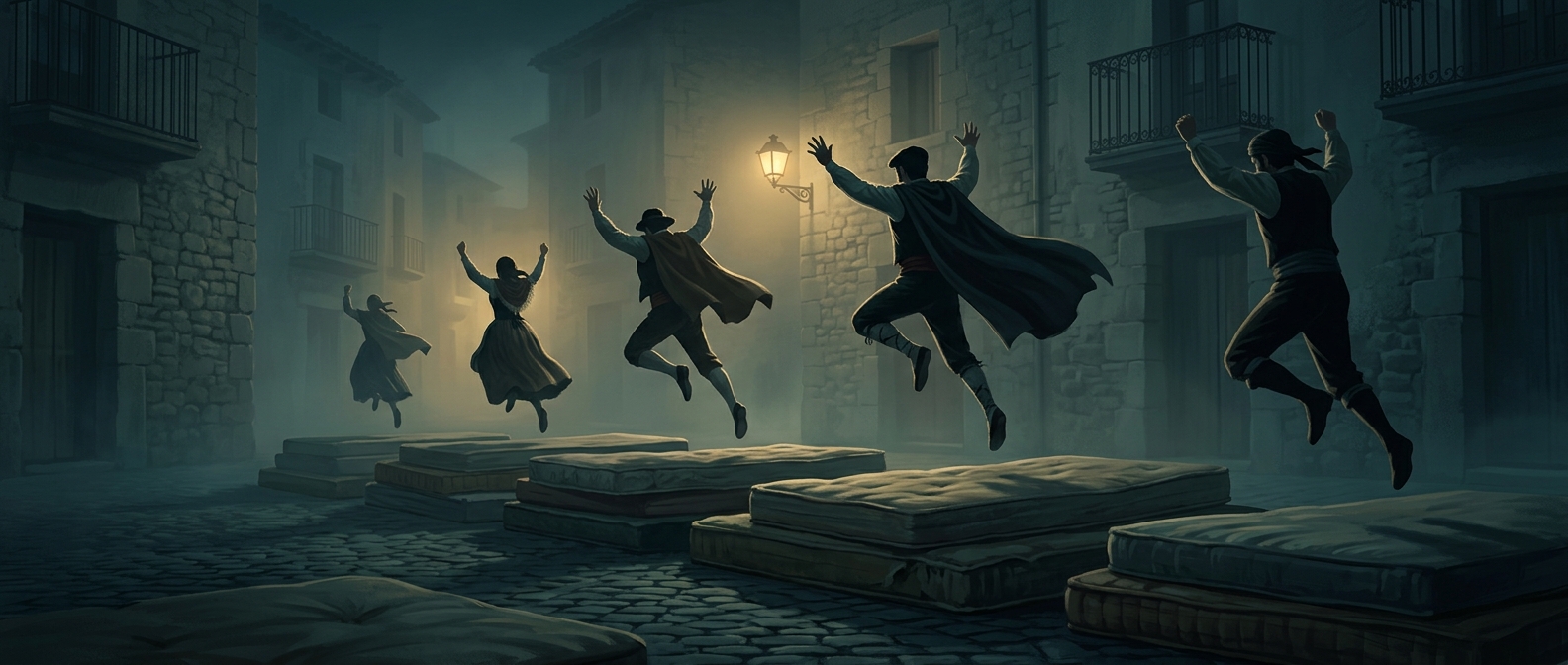 Why people in Spain jump over rows of mattresses