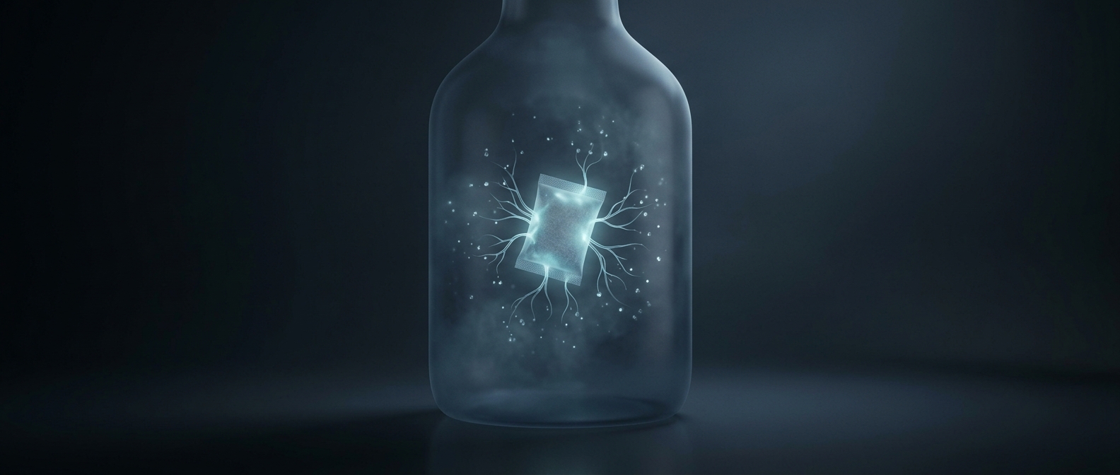 Desiccant packets strictly absorb ambient bottle moisture