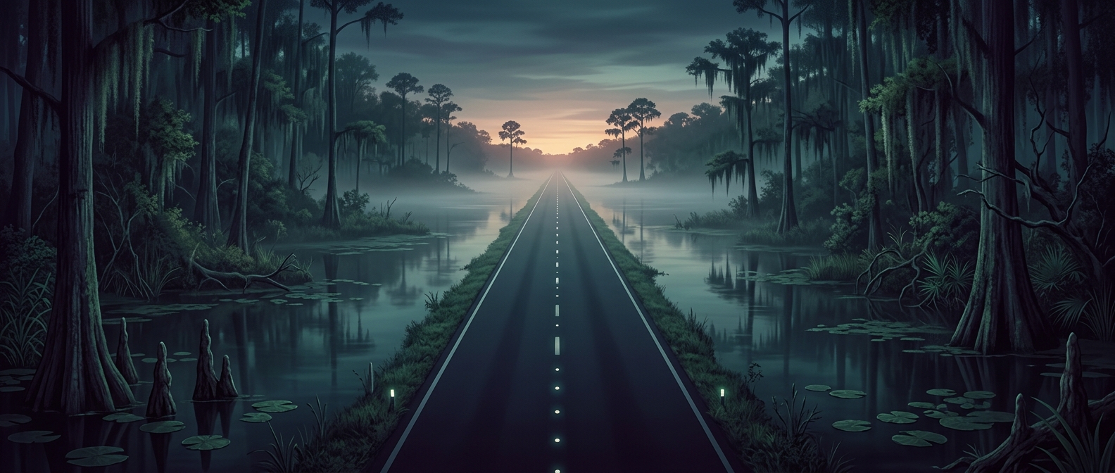 Florida interstate 75 is a perfectly straight swamp road