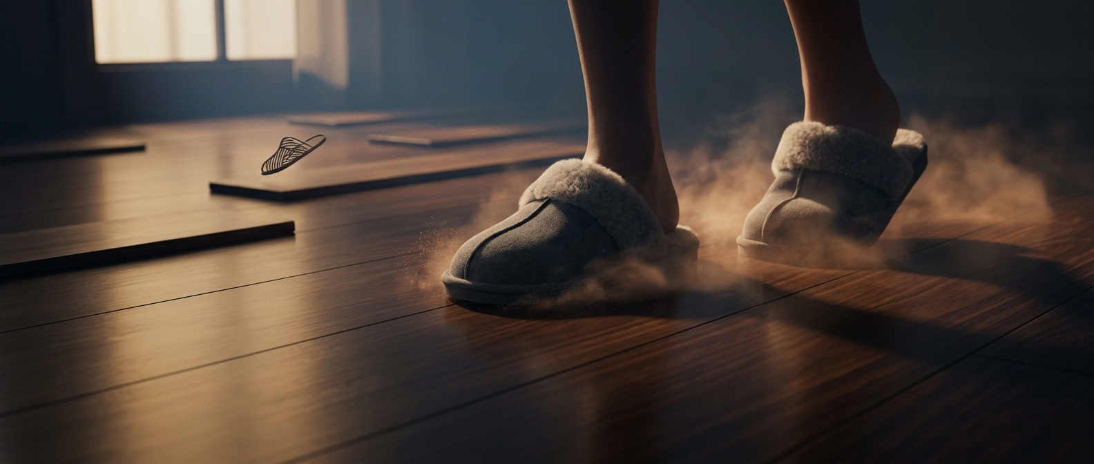 Slippers function as indoor hardwood floor sliders