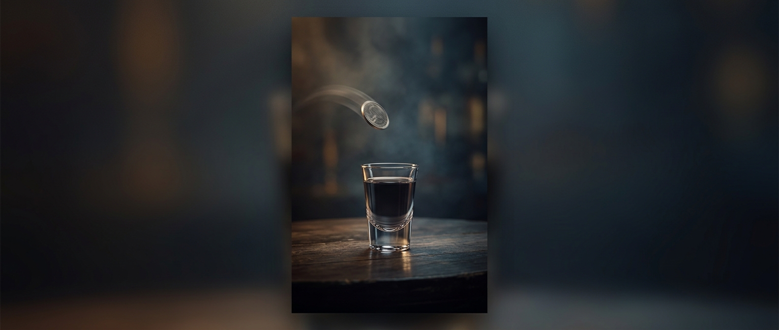 Quarters requires bouncing a coin perfectly into a glass