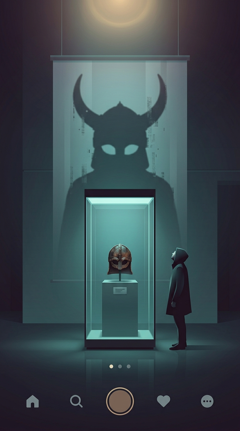 Where did the completely fabricated idea that fearsome Viking warriors wore horned helmets actually come from?