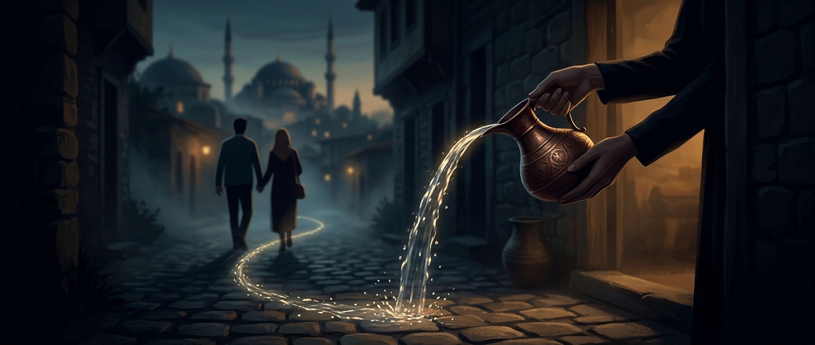 Pouring water behind departing guests in Turkey is good luck