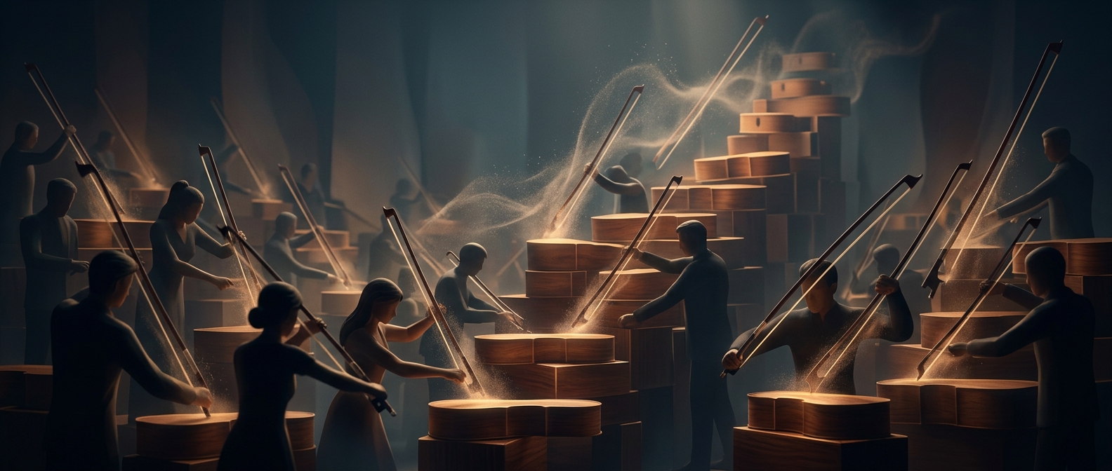 An orchestra is dozens of bows moving in sync
