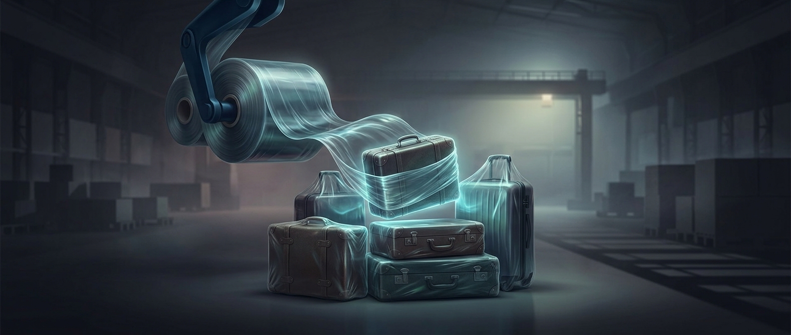 Plastic wrap on bags is industrial cling film