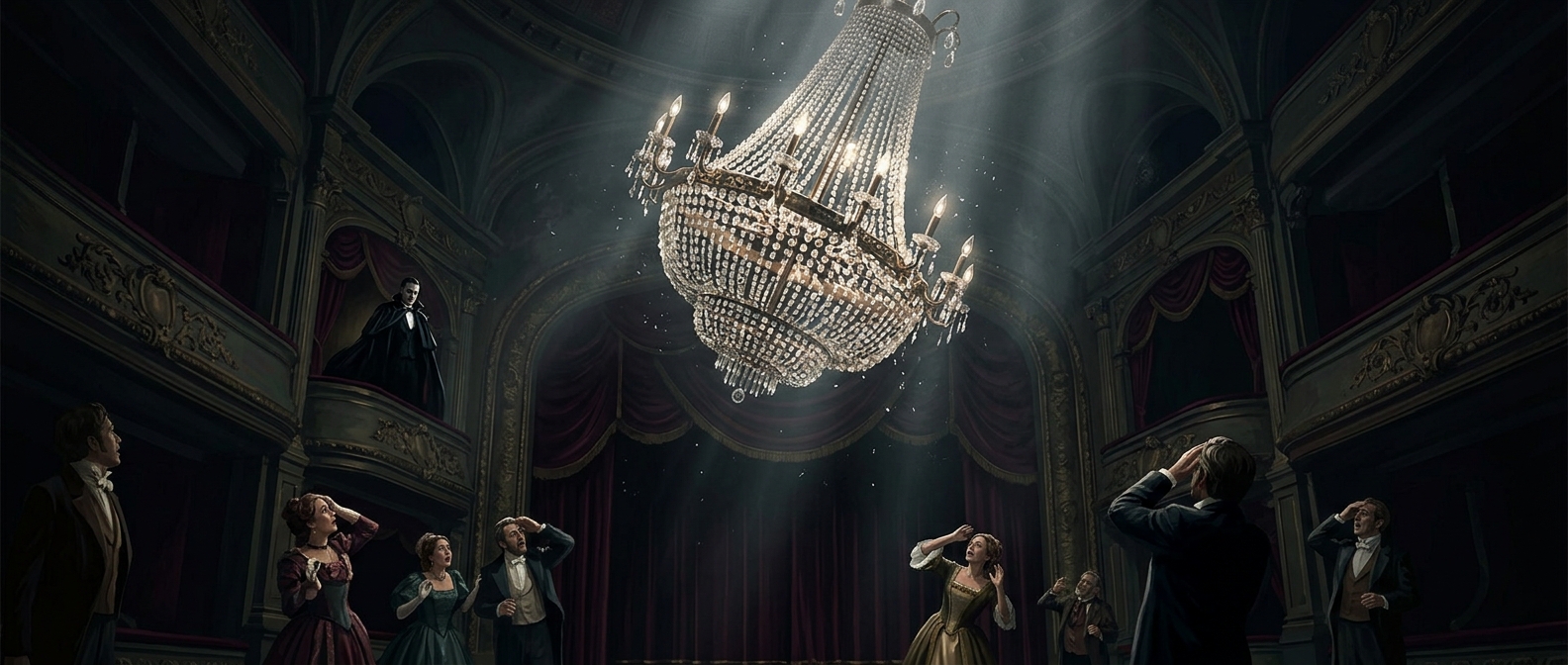 The Phantom of the Opera drops a real chandelier