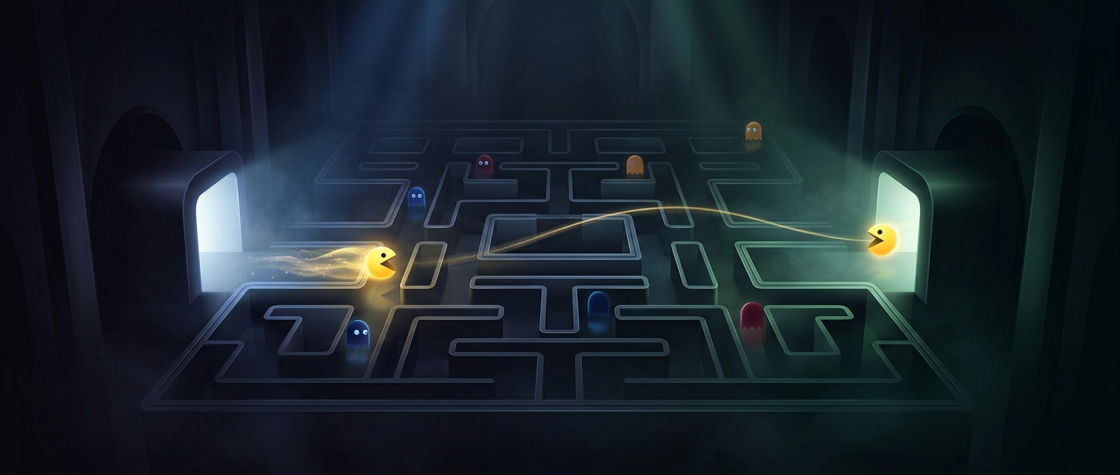 Pac-Man escape tunnels wrap directly side to side