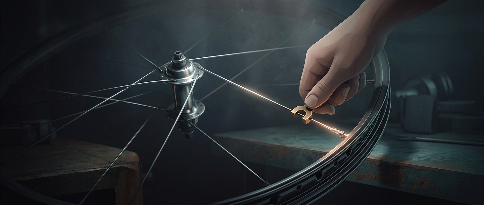 Bicycle wheel spokes are tensioned by threaded nipples