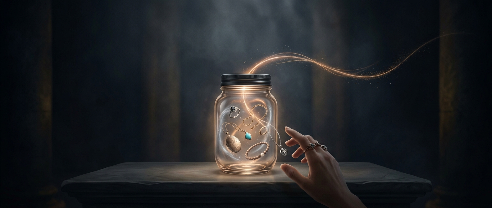 Adding personal jewelry to a jar links the energy to you