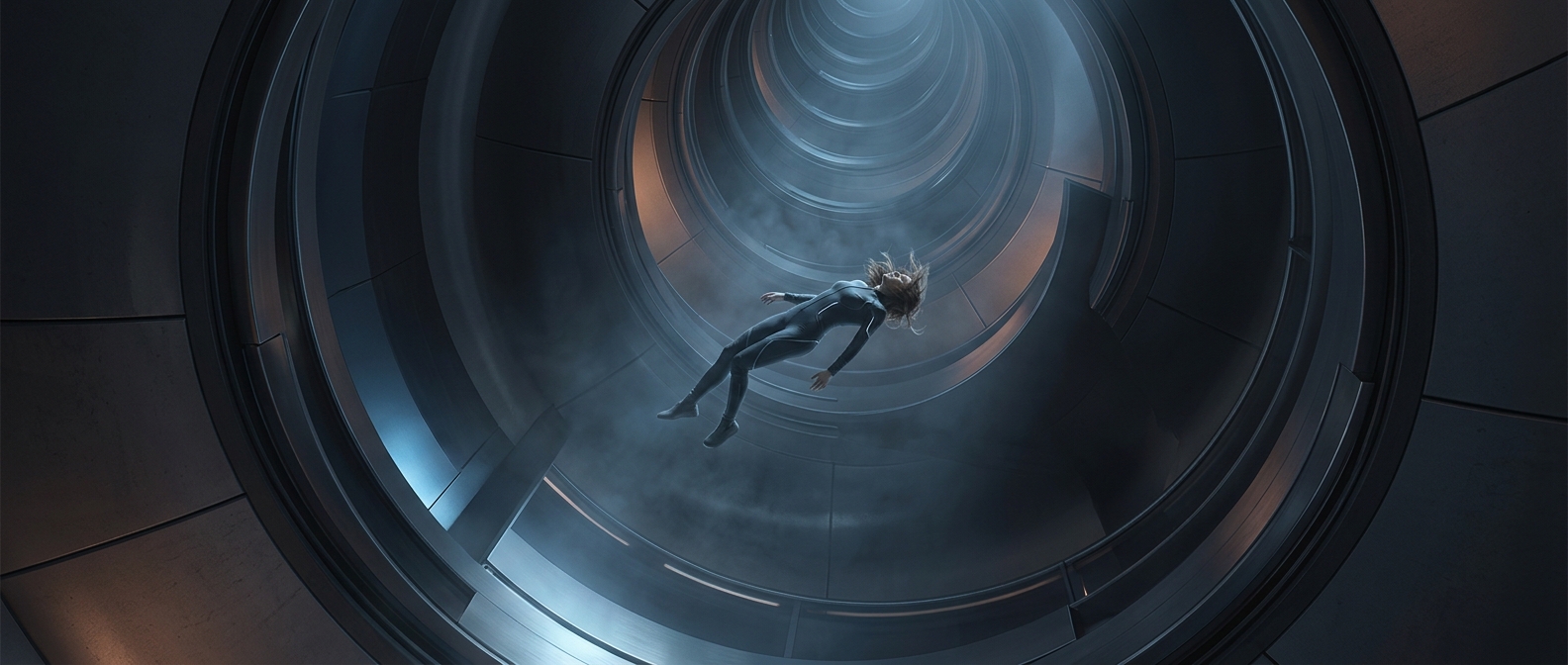 Floating in a massive vertical wind tunnel