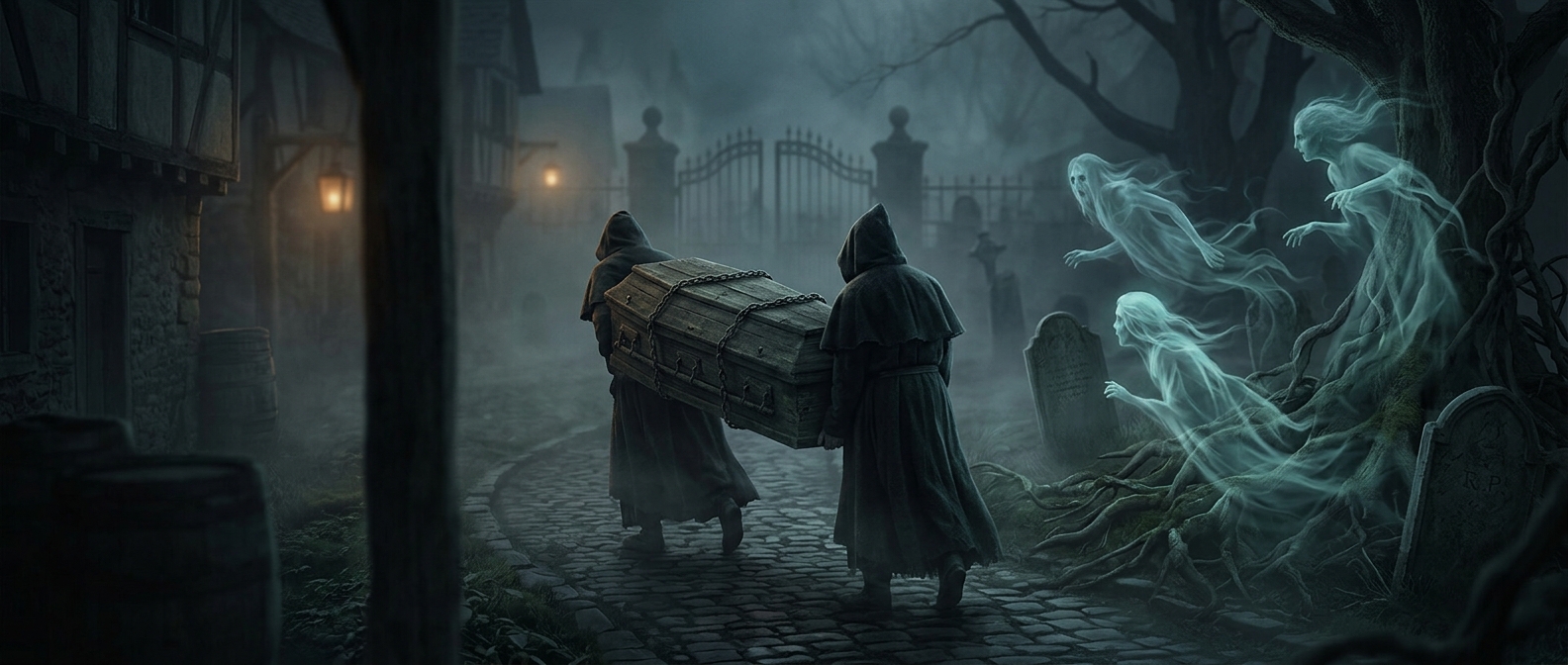 Carrying coffins backward confuses returning ghosts