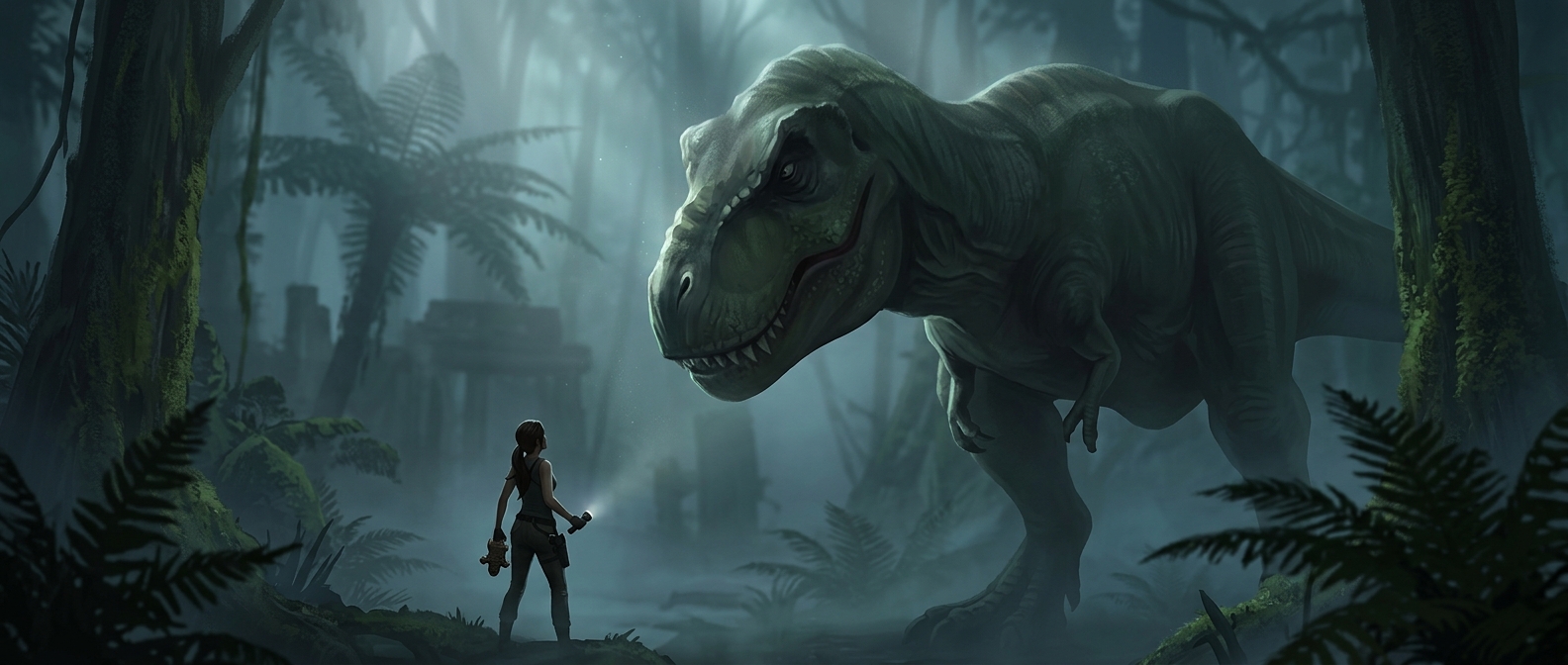 Why Tomb Raider suddenly throws a T. rex at you