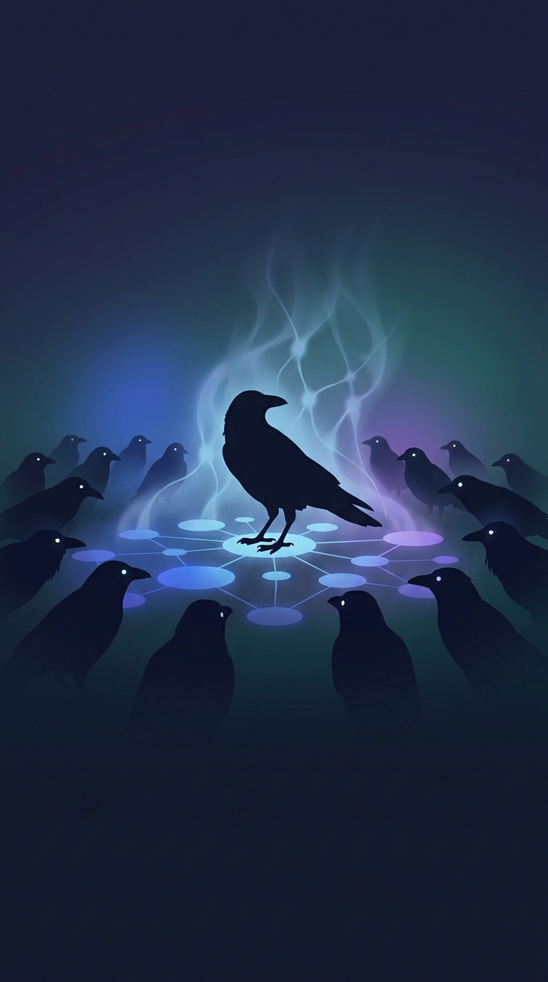 When a crow suddenly dies, what is the actual reason the rest of the flock gathers around its fallen body?