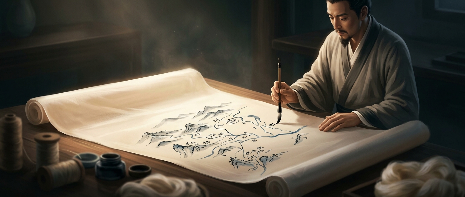 Ancient Chinese cartographers painted maps on pure silk